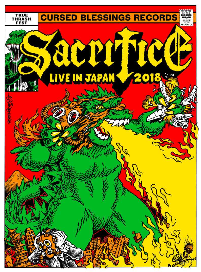 SACRIFICE "LIVE IN JAPAN - SCARBZILLA" SCREENED POSTER - ON BACK ORDER